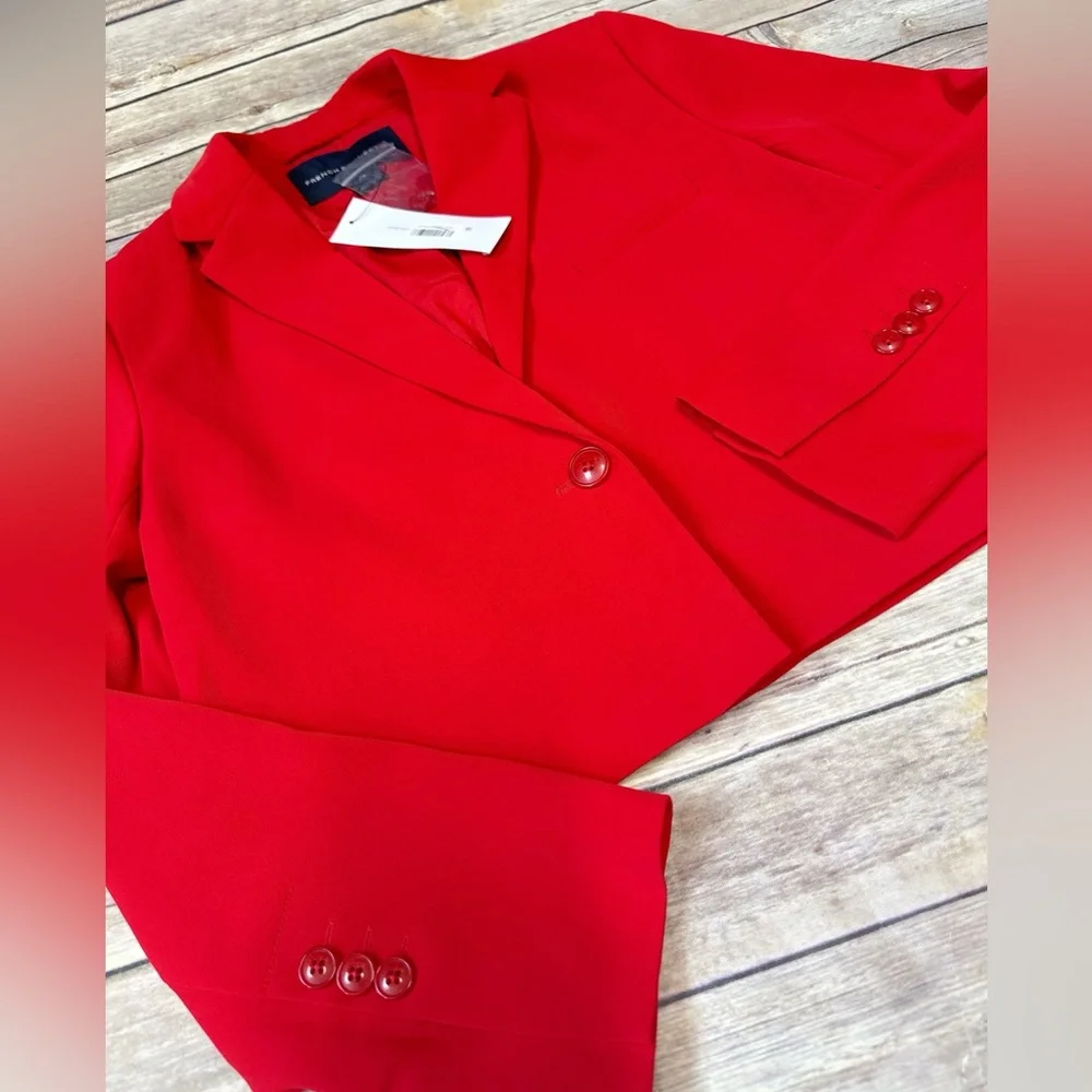 French Connection Harry Suiting Cropped Blazer Scarlet Red Size XS